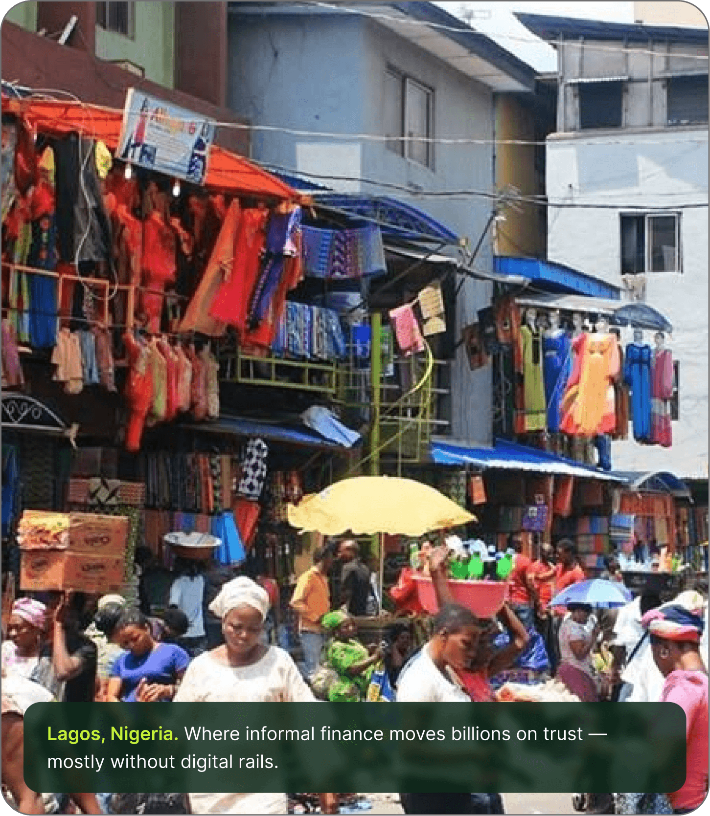 A busy market street in Lagos, Nigeria